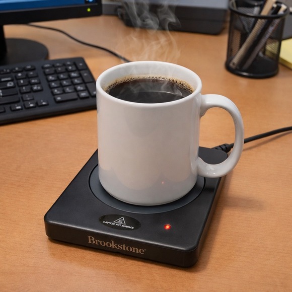Brookstone Coffee Mug Warmer Black Electric Desktop Beverage Heater - Picture 2 of 4